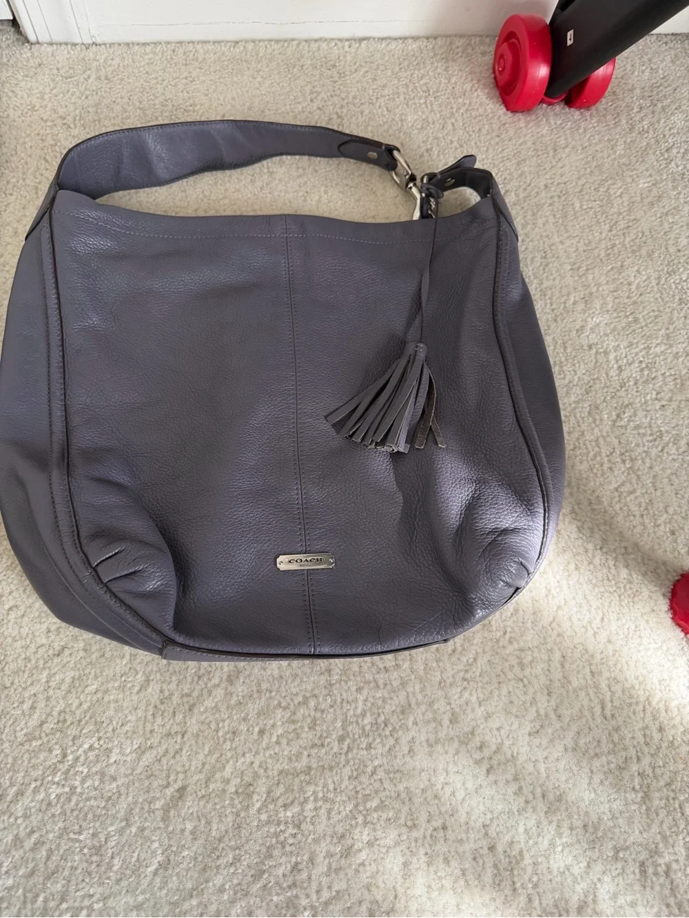 Coach Vintage Avery Park Purple Pebbled Leather Hobo Shoulder Bag Handbag F23309